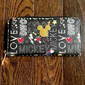 Disney Mickey Mouse zip around wallet black faux leather